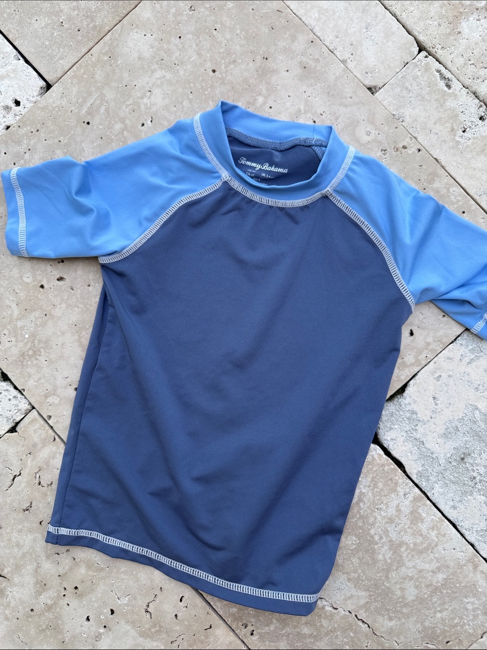 Tommy Bahama Boys' Two-Tone Blue Short-Sleeve Rash Guard